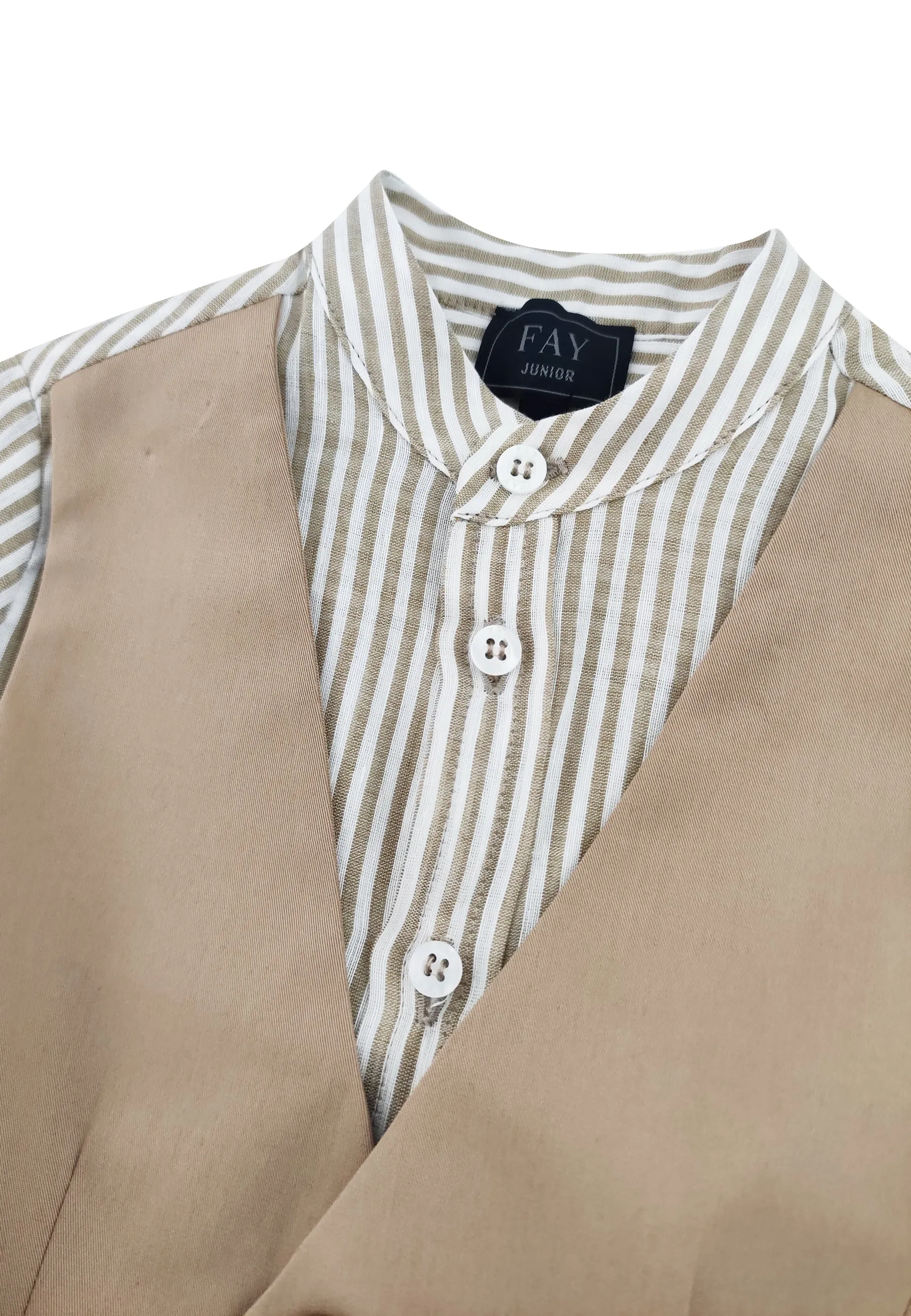 Fay camicia beige bambino in misto lino