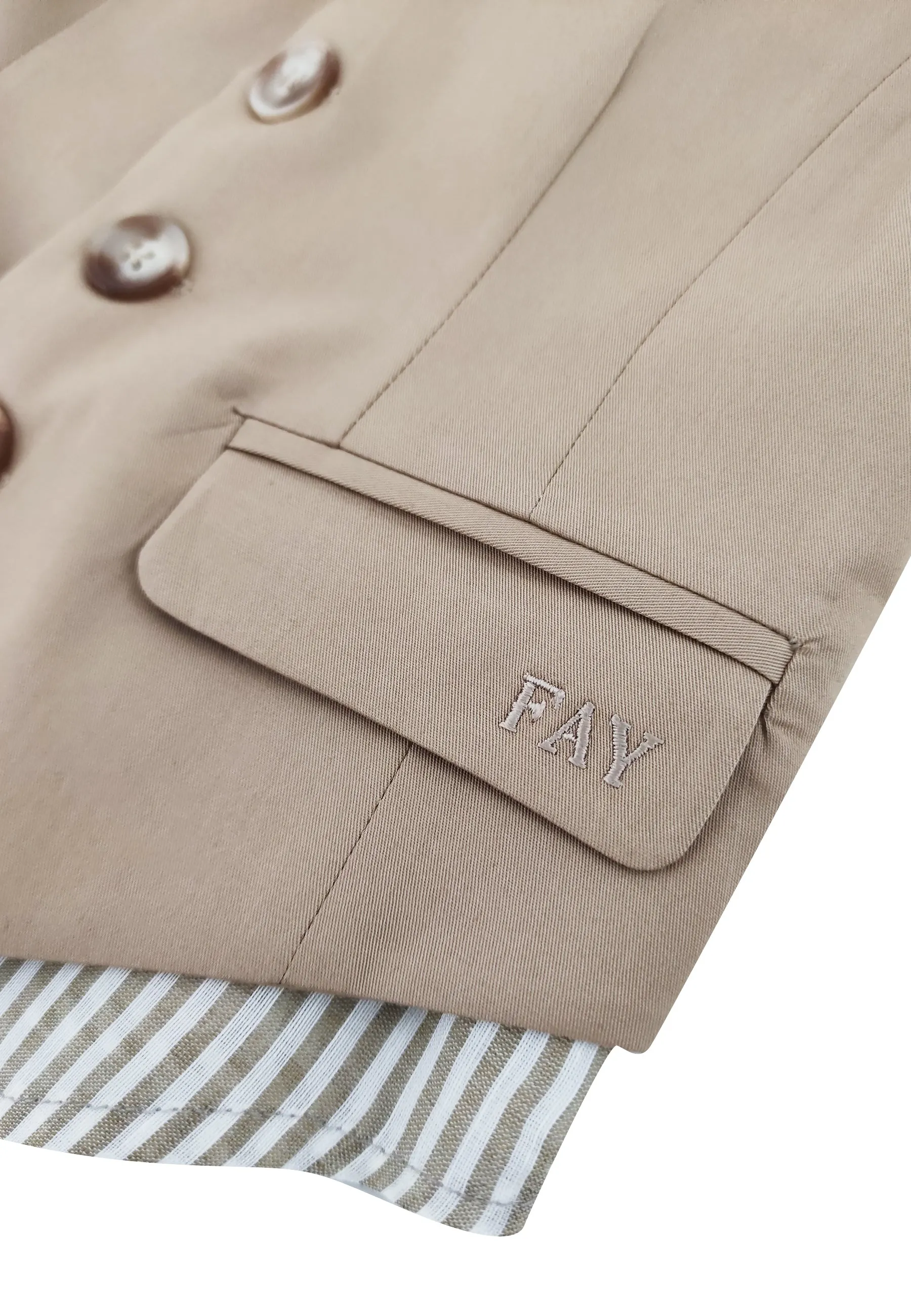 Fay camicia beige bambino in misto lino