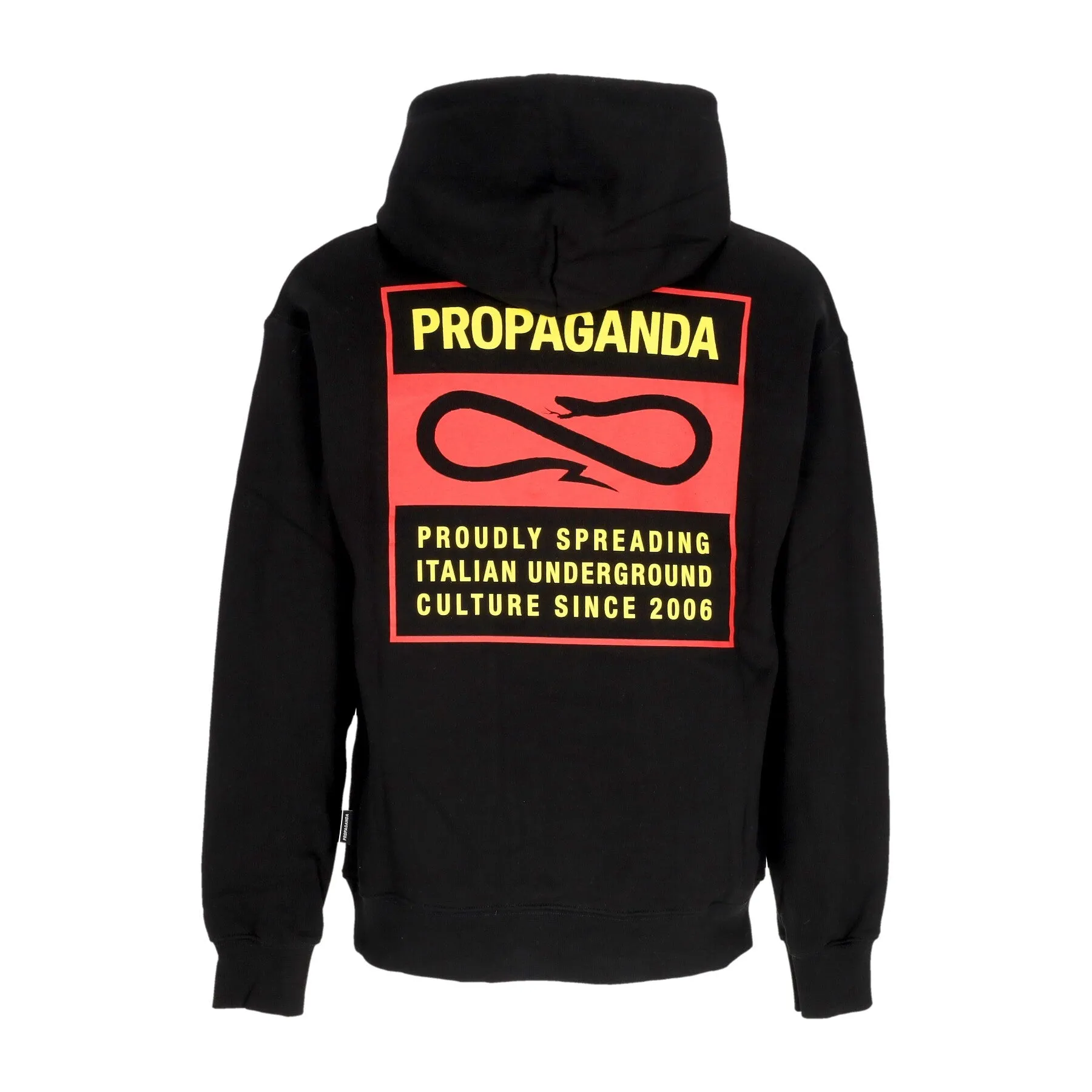 Felpa Cappuccio Uomo Logo Label Hoodie Black