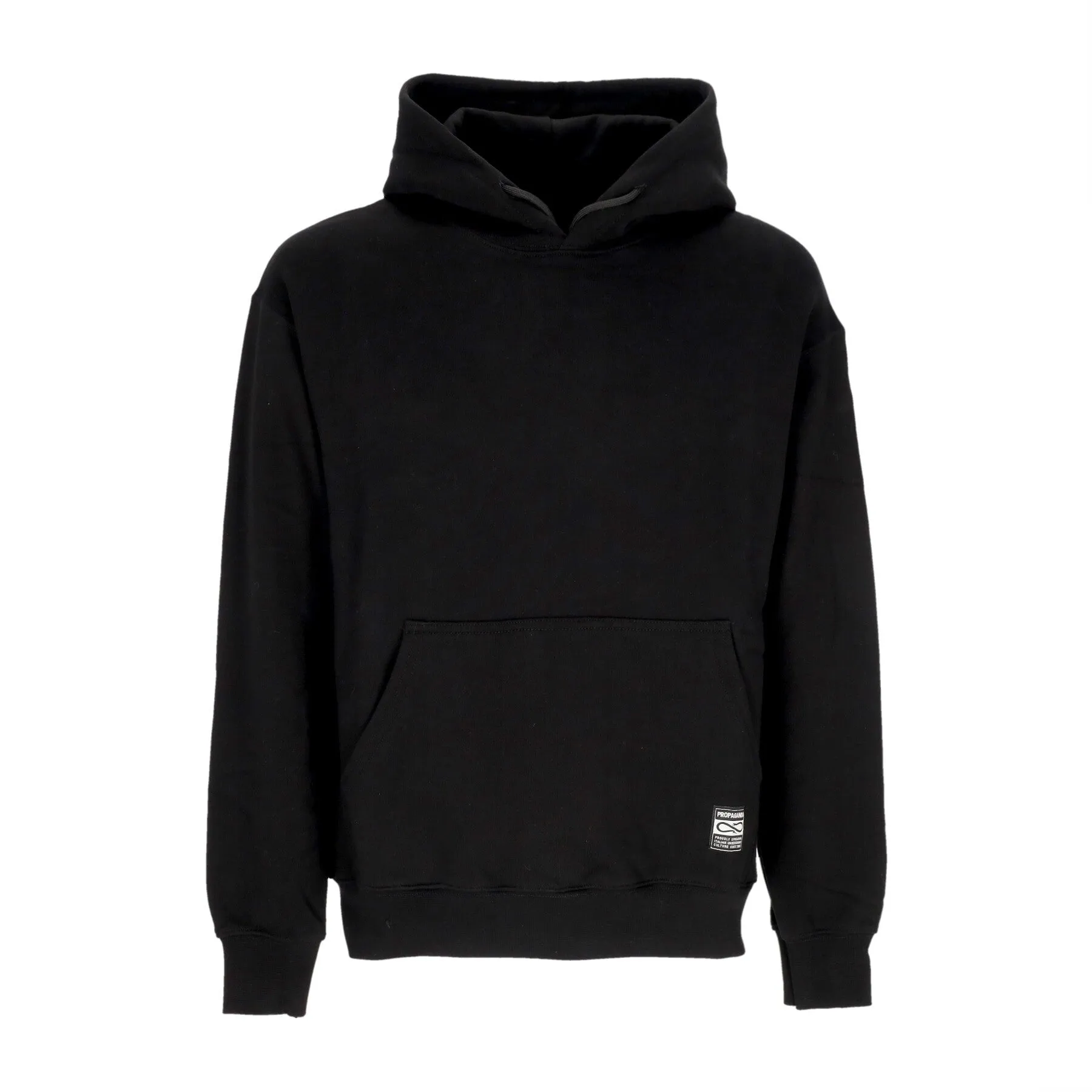 Felpa Cappuccio Uomo Logo Label Hoodie Black
