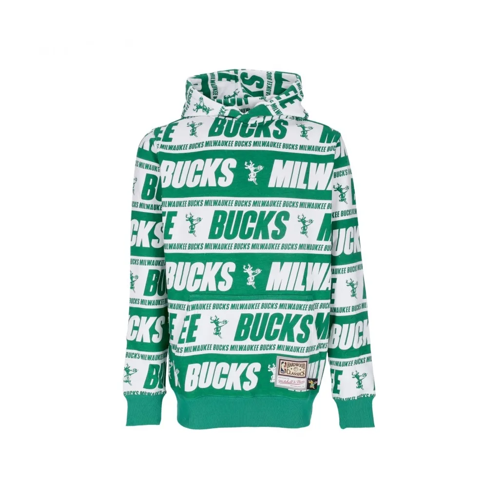 felpa cappuccio uomo nba teamwrap hoodie hardwood classics milbuc GREEN