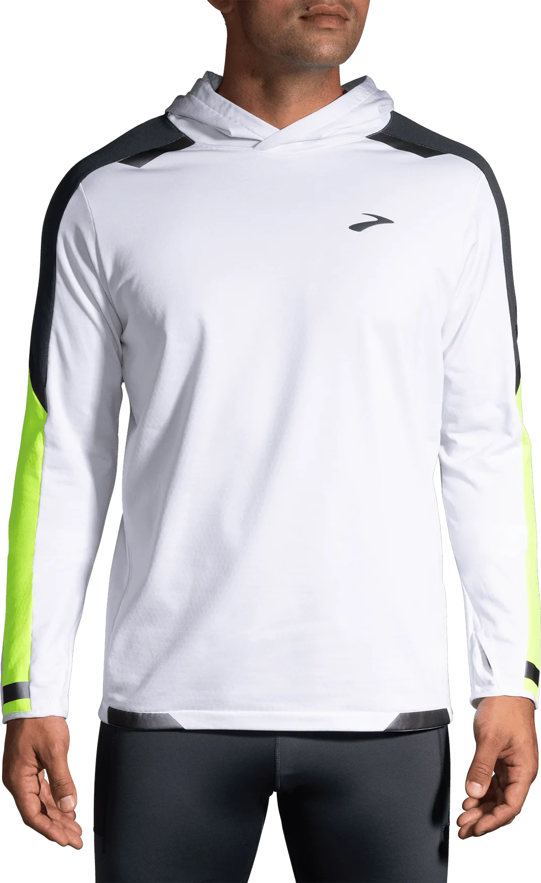 FELPA DA RUNNING DA UOMO BROOKS RUN VISIBLE THERMAL HOODIE WHITE/ASPHALT 211411 134