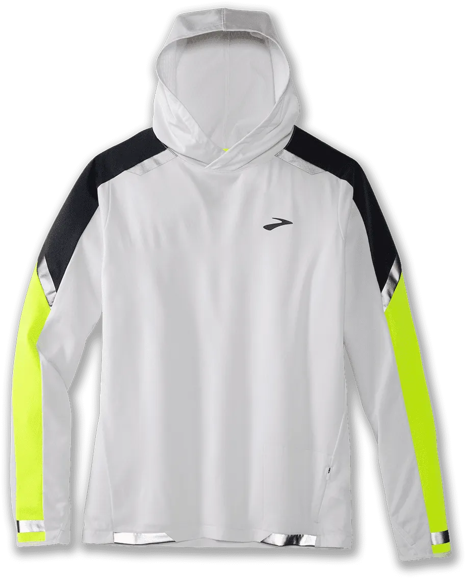FELPA DA RUNNING DA UOMO BROOKS RUN VISIBLE THERMAL HOODIE WHITE/ASPHALT 211411 134