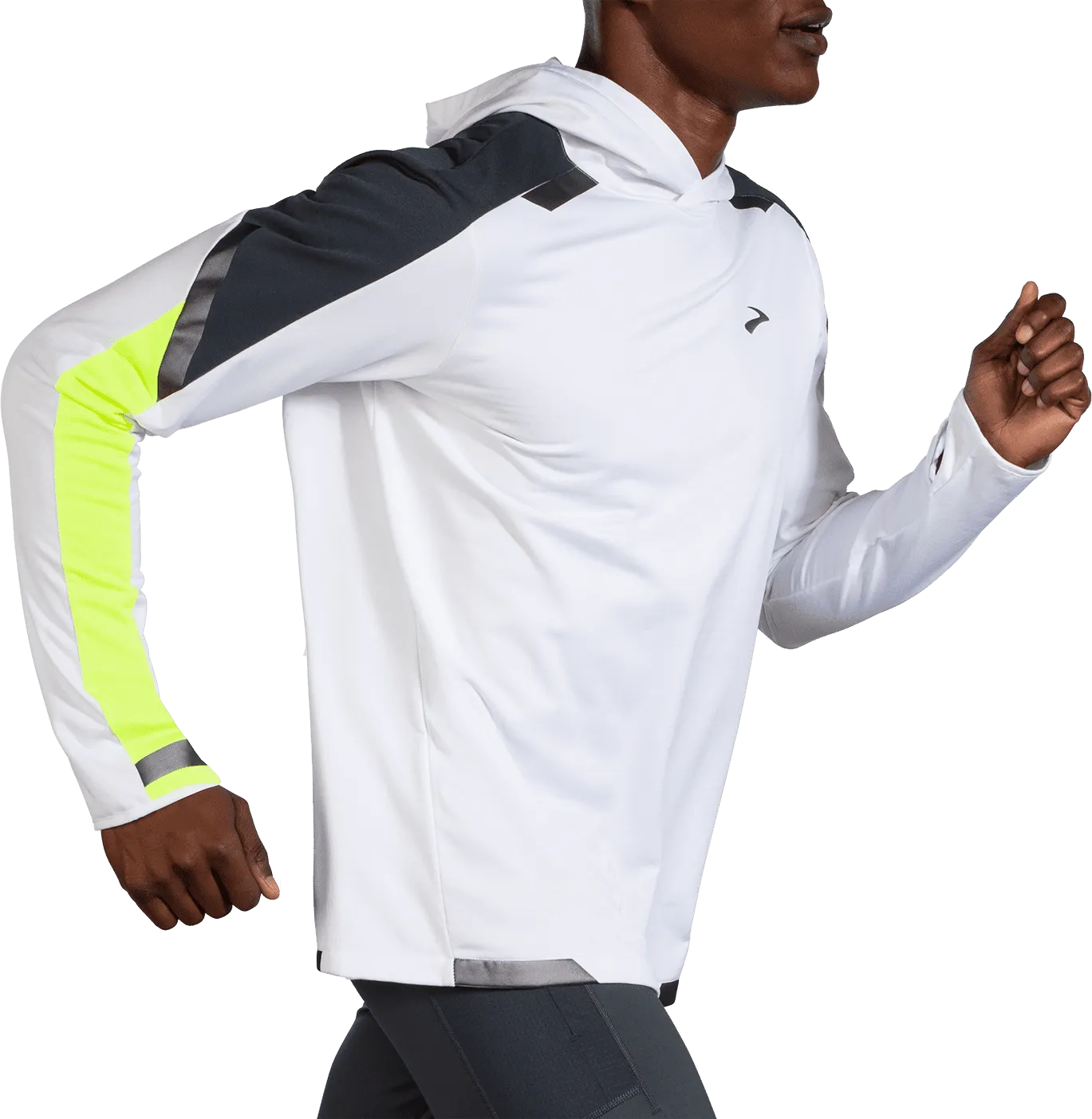 FELPA DA RUNNING DA UOMO BROOKS RUN VISIBLE THERMAL HOODIE WHITE/ASPHALT 211411 134