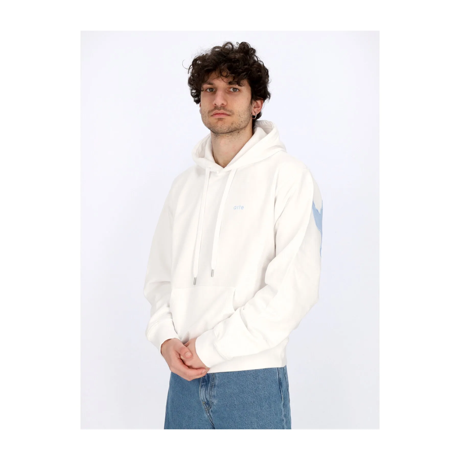 Felpa Leggera Cappuccio Uomo Hank Back Multi Runner Hoodie White