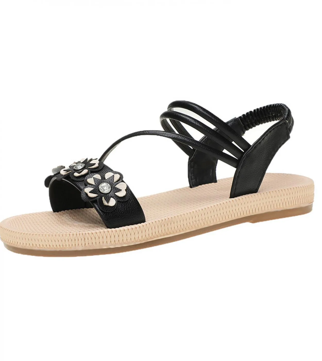 Fiori Open Toe Scarpe per donna Abito estivo Sandali eleganti Piatti Donna Lady Beach Scarpe casual Donna 35 36 37 38 39