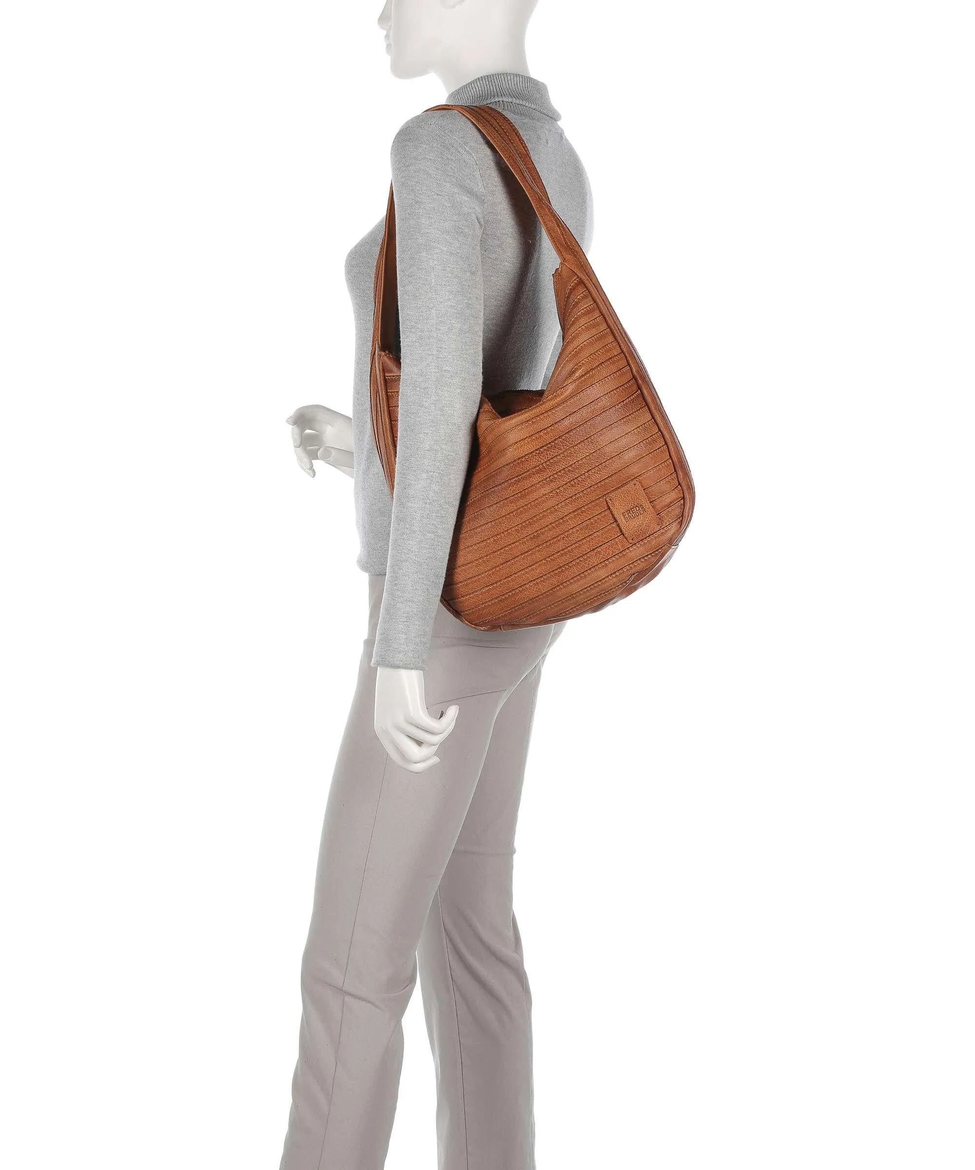  FredsBruder Ibbick Borsa hobo pelle granulata marrone  