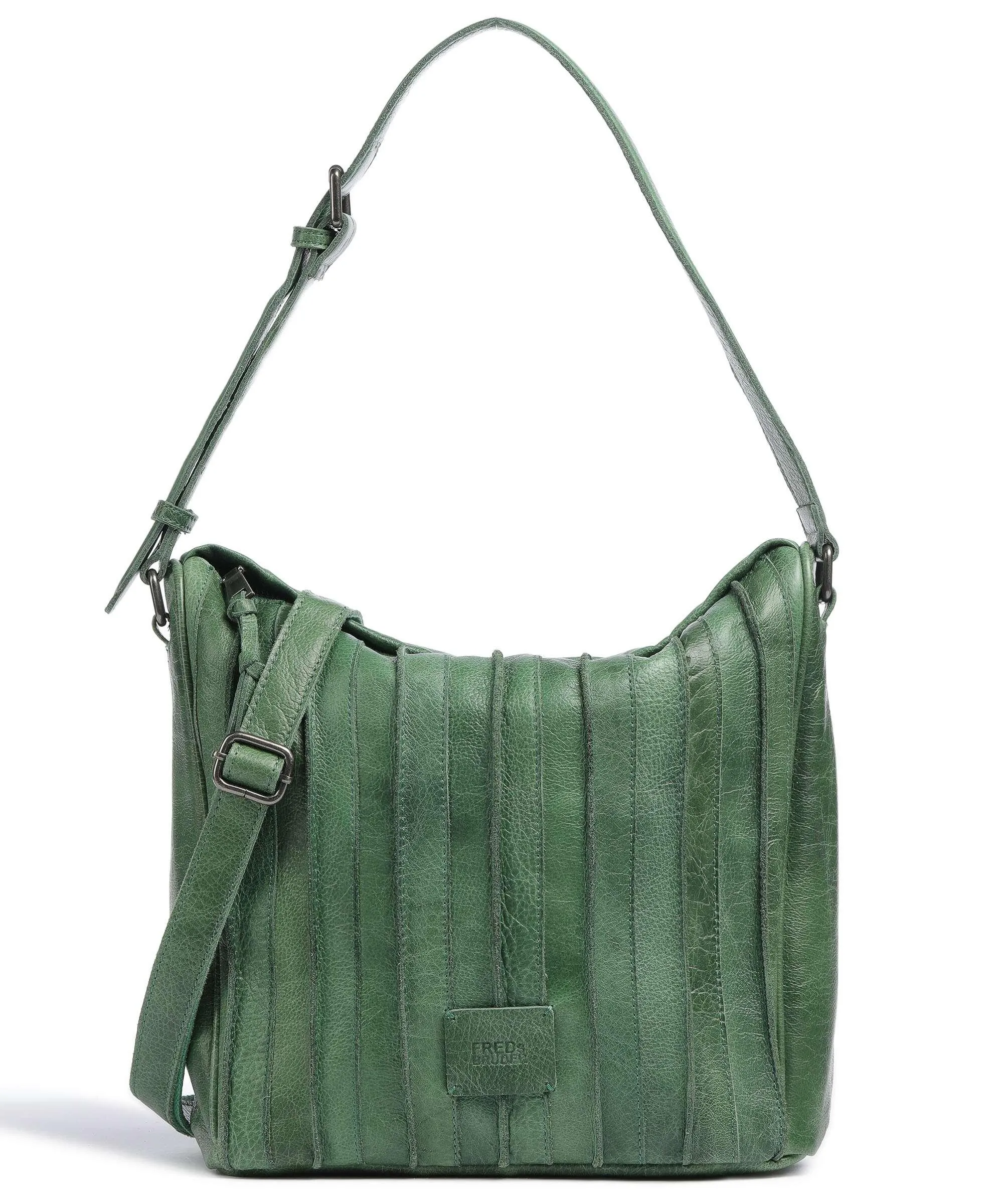  FredsBruder Izzle Borsa hobo pelle granulata verde  
