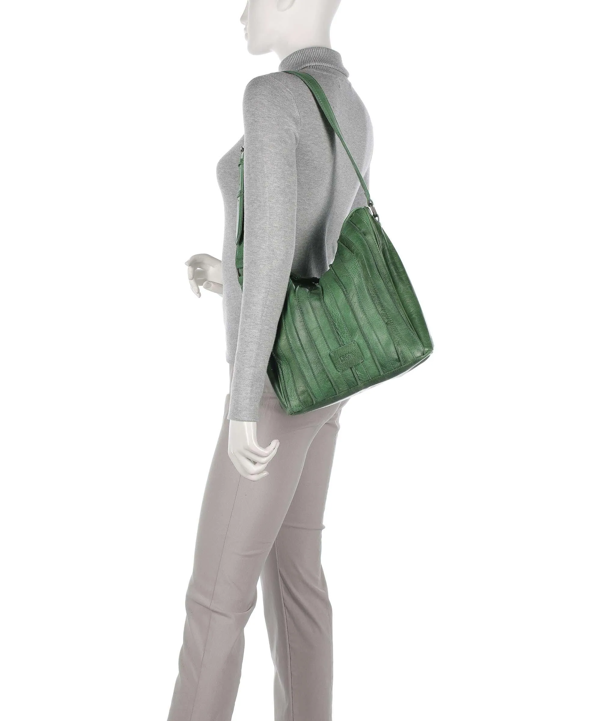  FredsBruder Izzle Borsa hobo pelle granulata verde  
