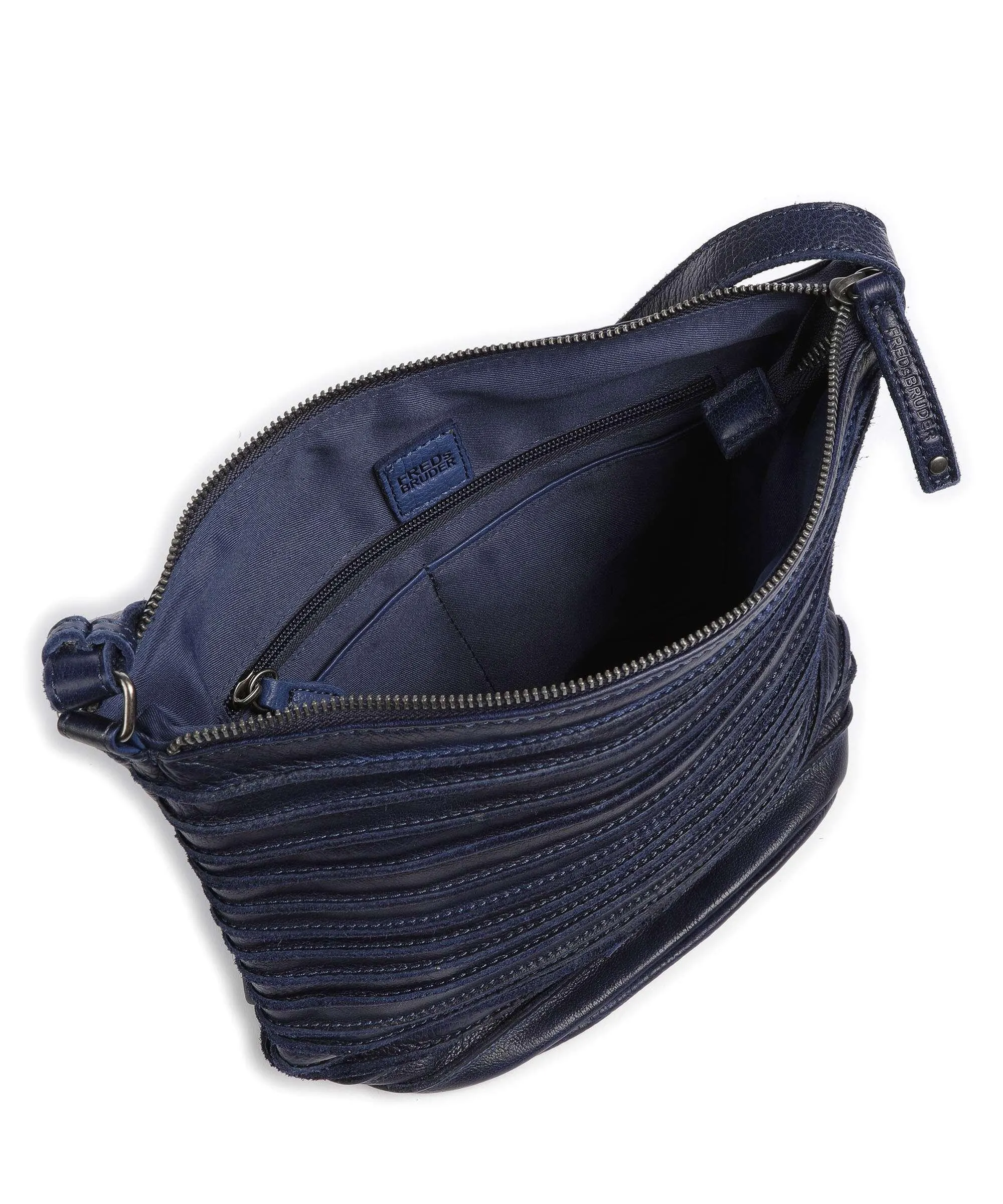  FredsBruder Riffelinchen Borsa a tracolla pelle granulata blu scuro  