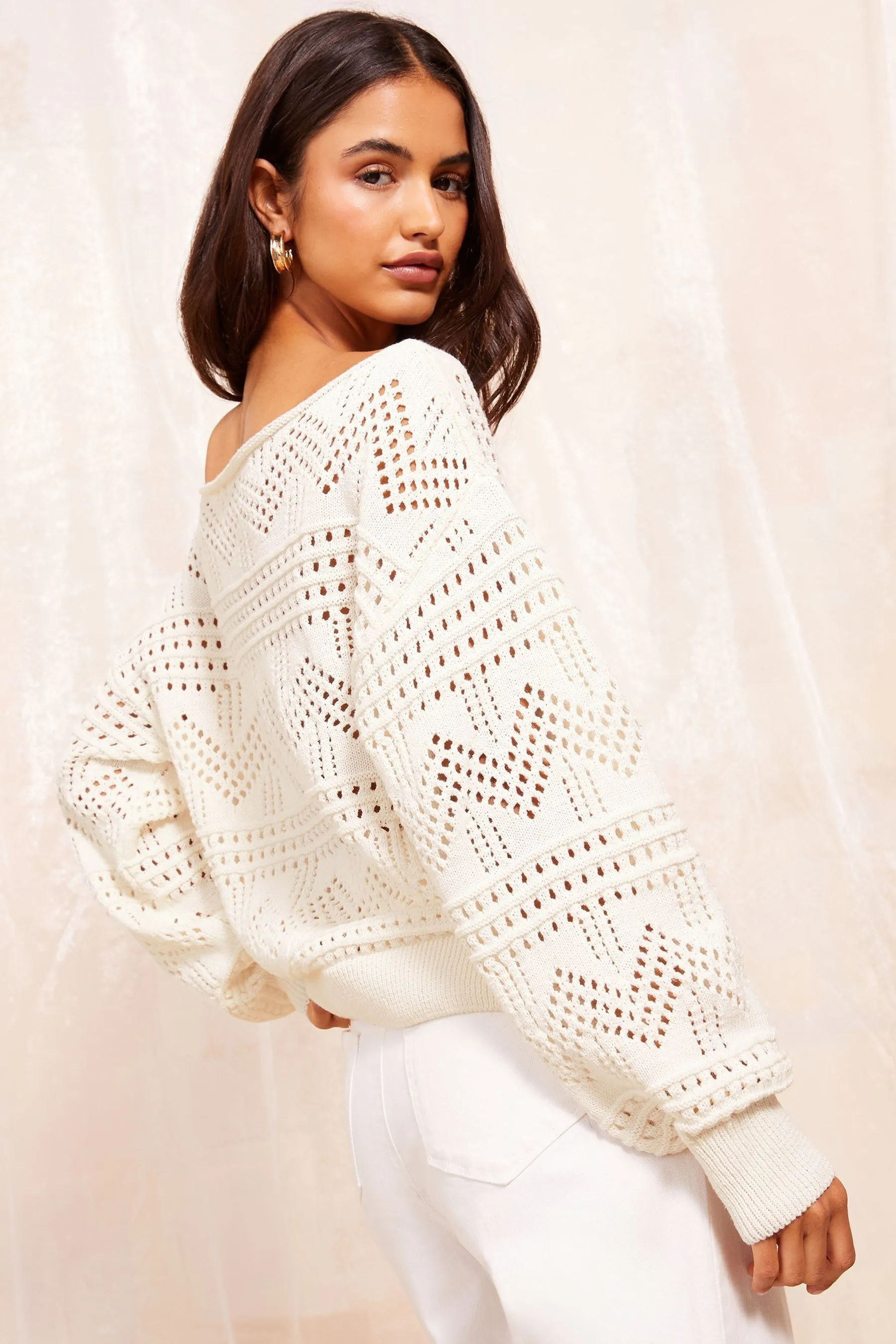 Friends Like These Pointelle Off The Shoulder Jumper    