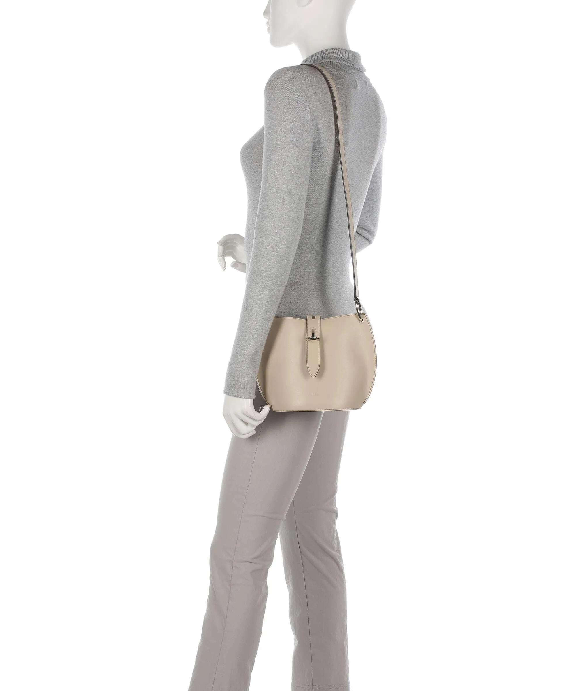  Furla Unica Mini Borsa a tracolla pelle liscia beige  