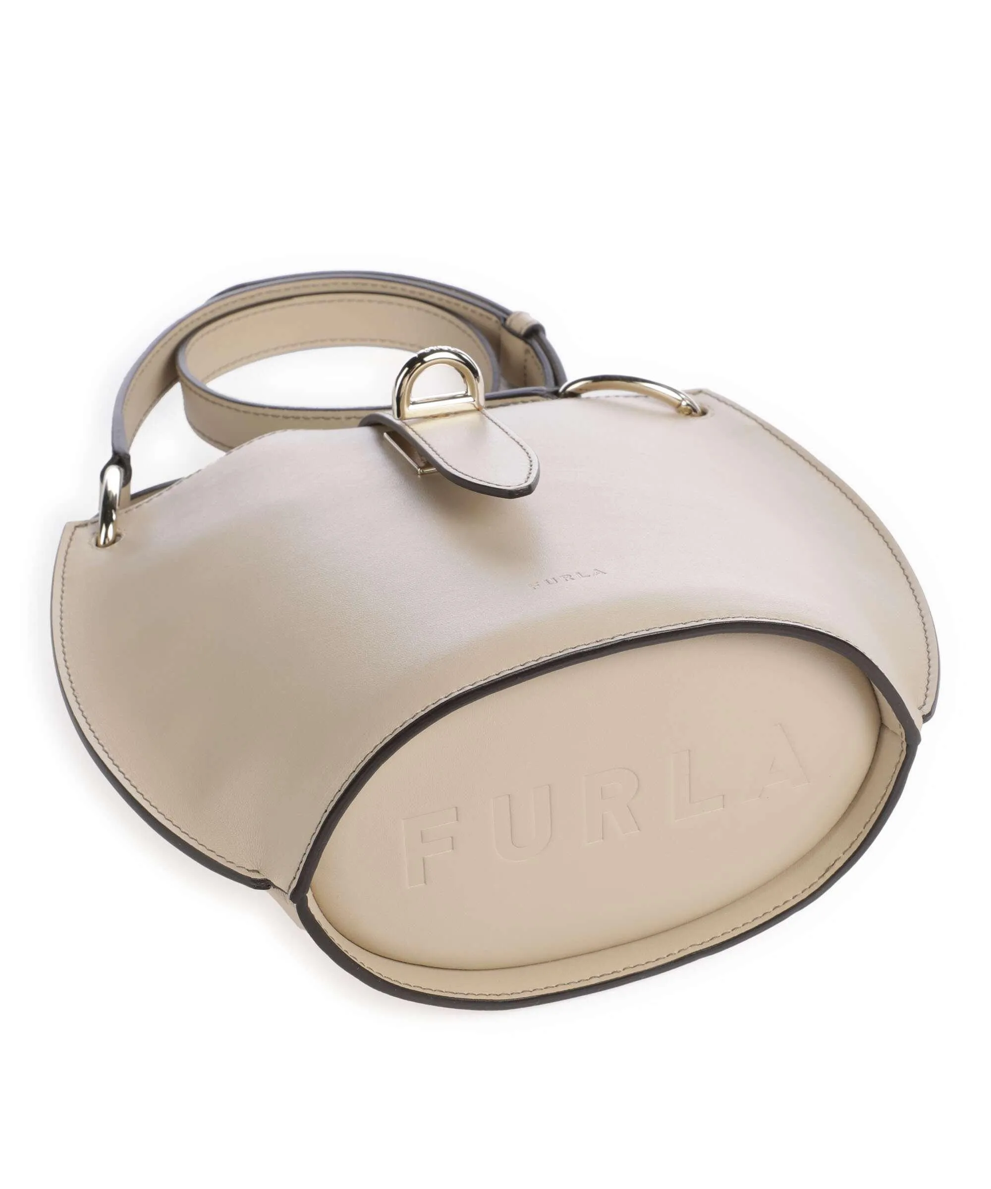  Furla Unica Mini Borsa a tracolla pelle liscia beige  