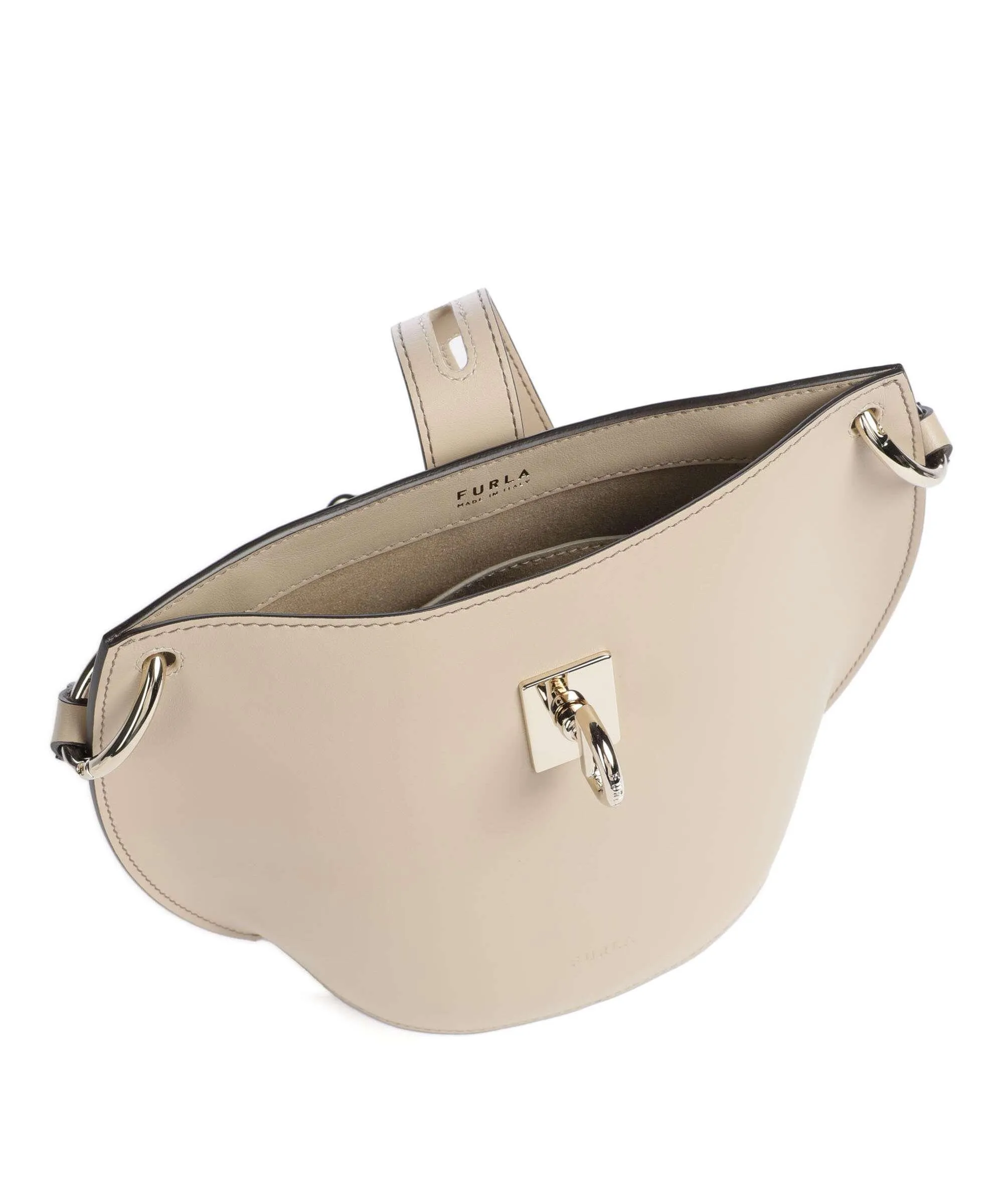  Furla Unica Mini Borsa a tracolla pelle liscia beige  