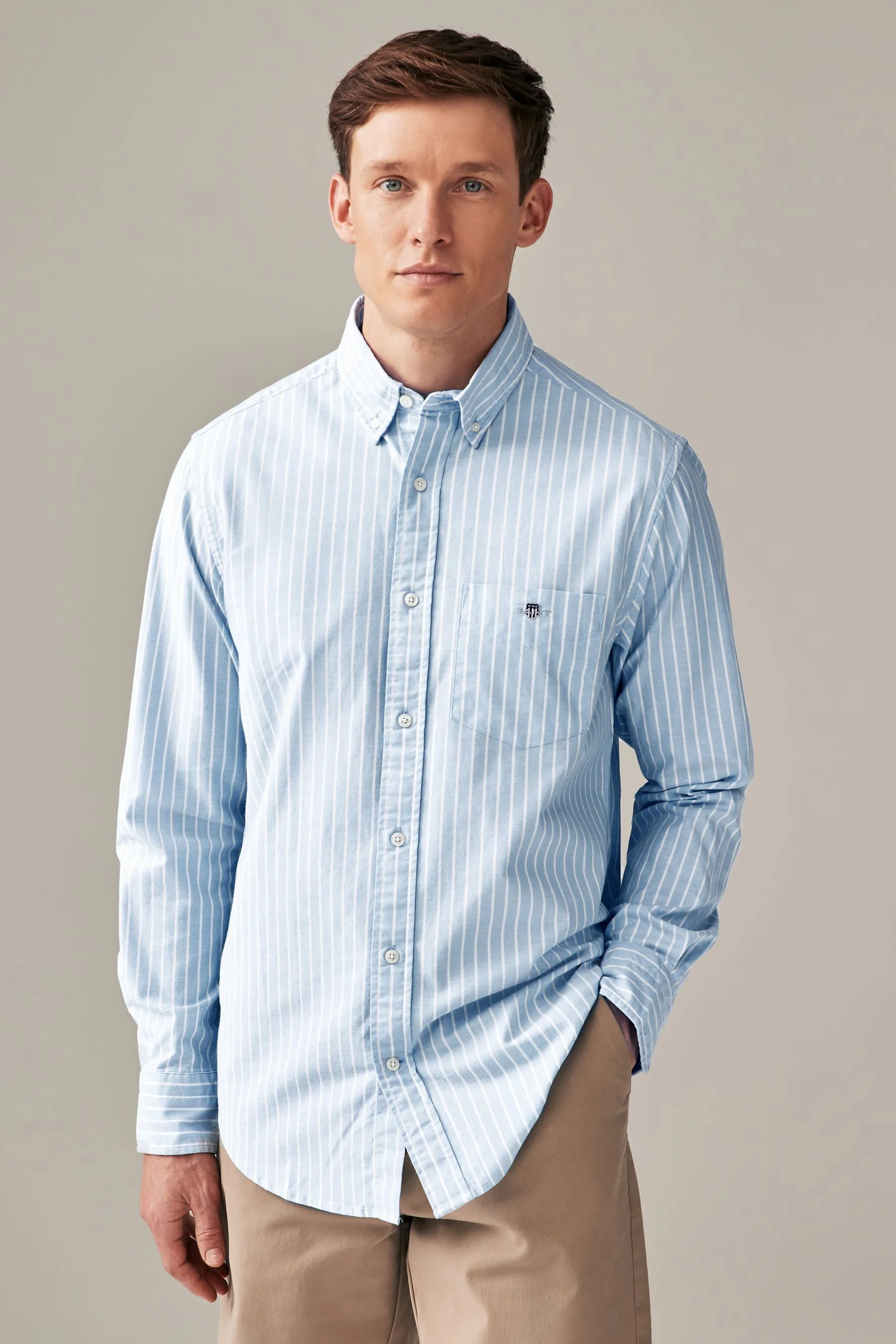 GANT regular  - Camicia vestibilità attillata a righe Oxford elasticizzata