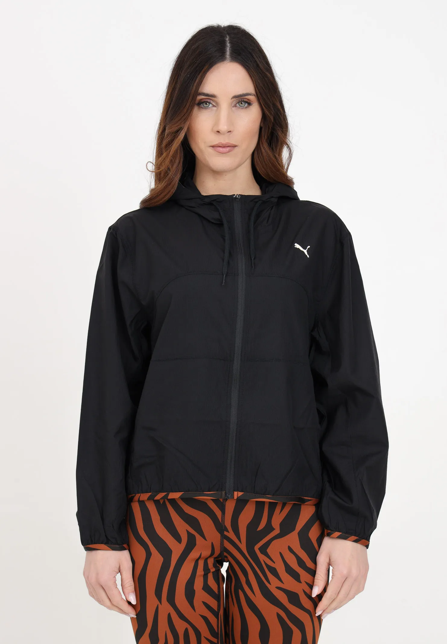 Giacca a vento da donna nera Animal Remix Woven fz