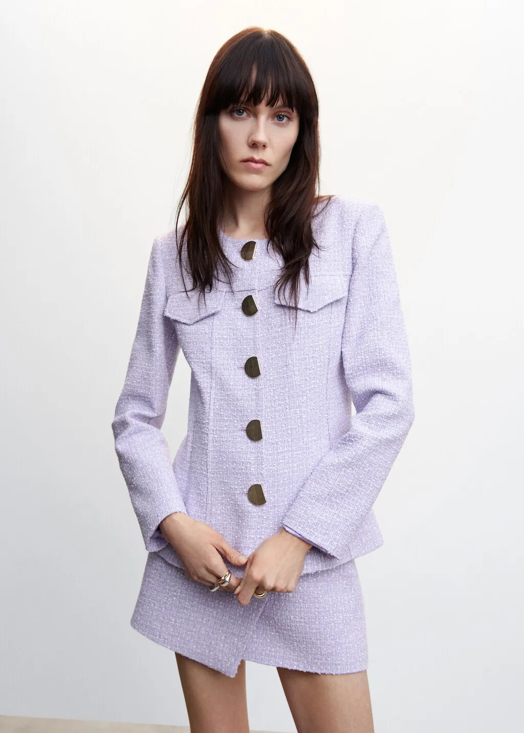 Giacca tweed bottoni metallizzati