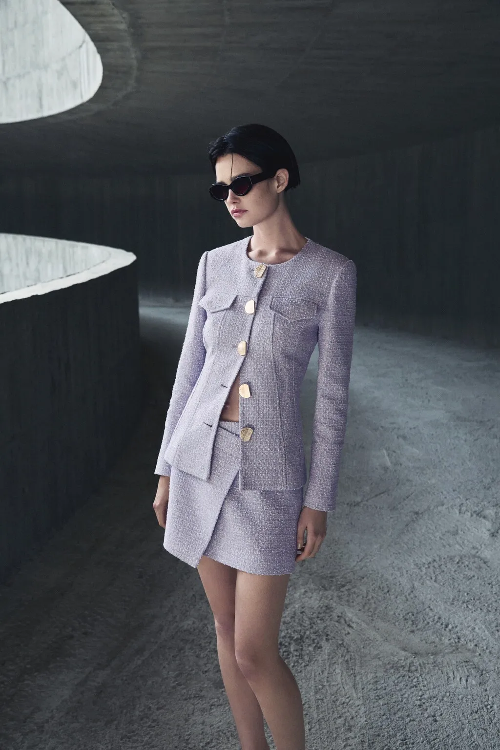 Giacca tweed bottoni metallizzati