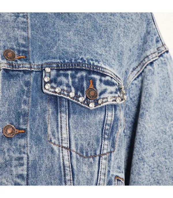 Giubbino denim strass heart