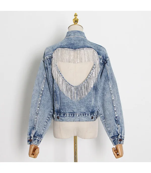 Giubbino denim strass heart