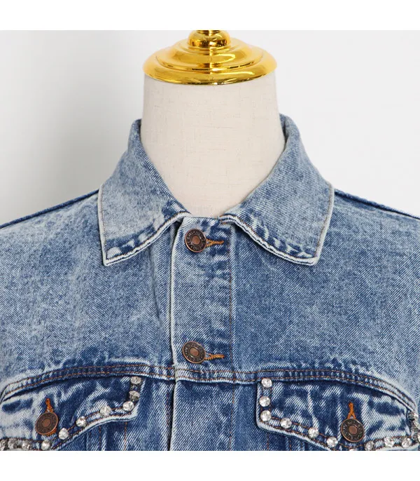 Giubbino denim strass heart