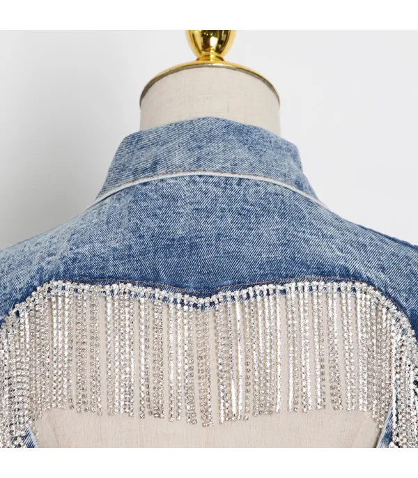Giubbino denim strass heart