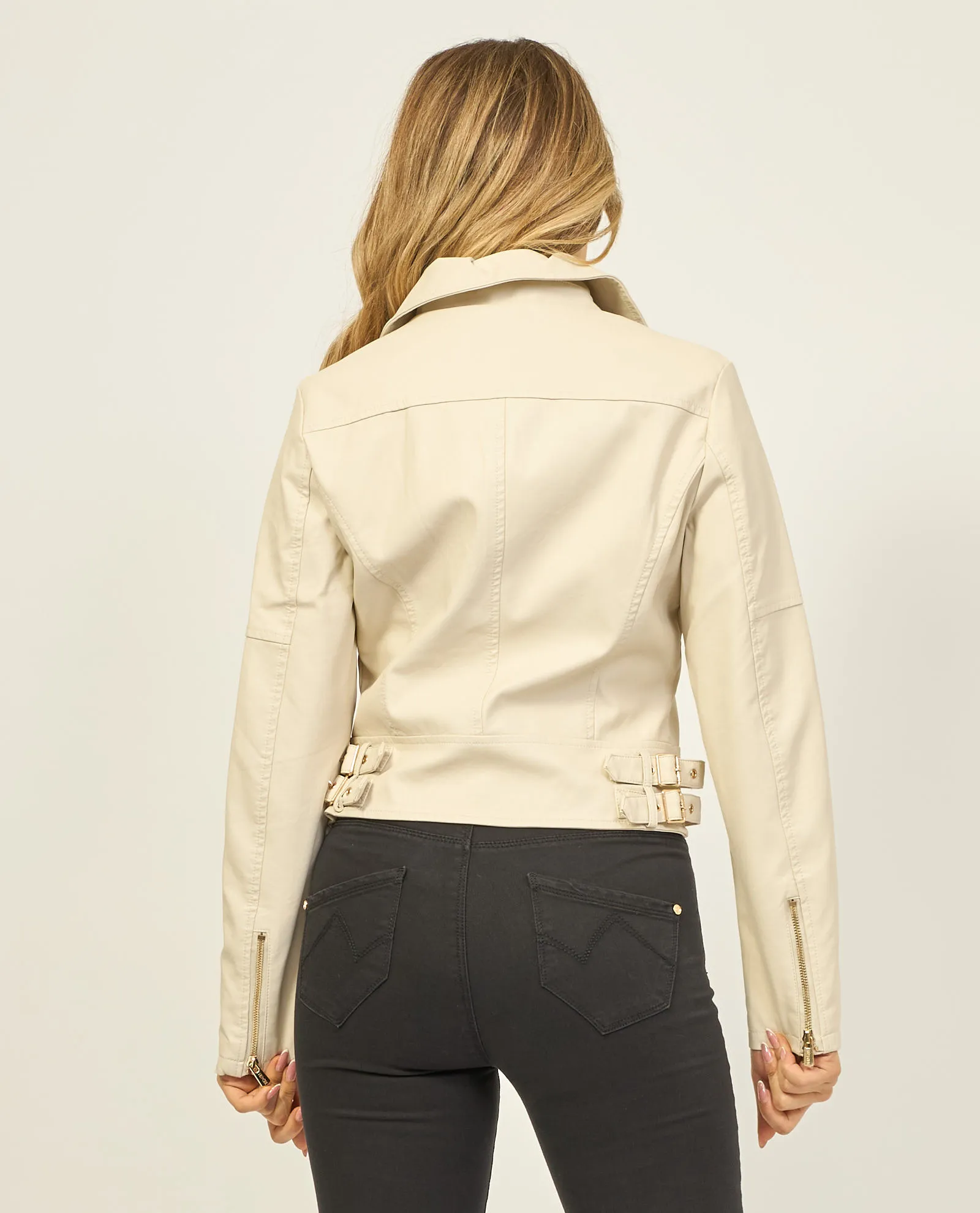 Giubbotto donna Yes Zee modello chiodo in similpelle