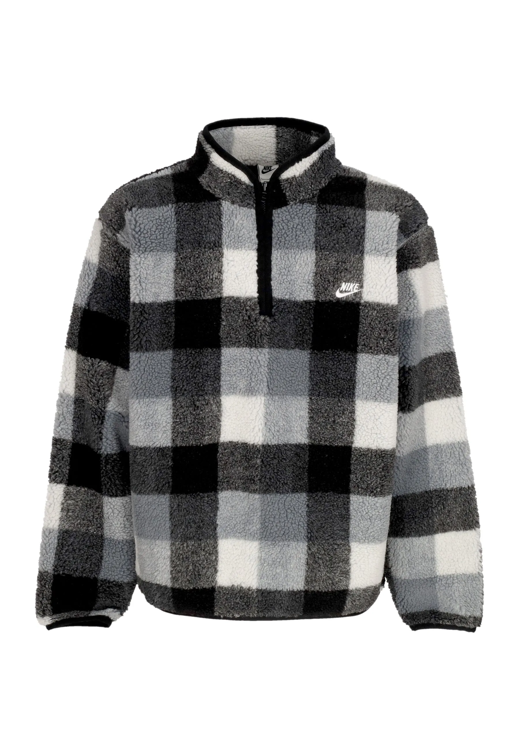 Giubbotto Pile Uomo Club Winterized Half-zip Sweatshirt Black/white/smoke Grey/white