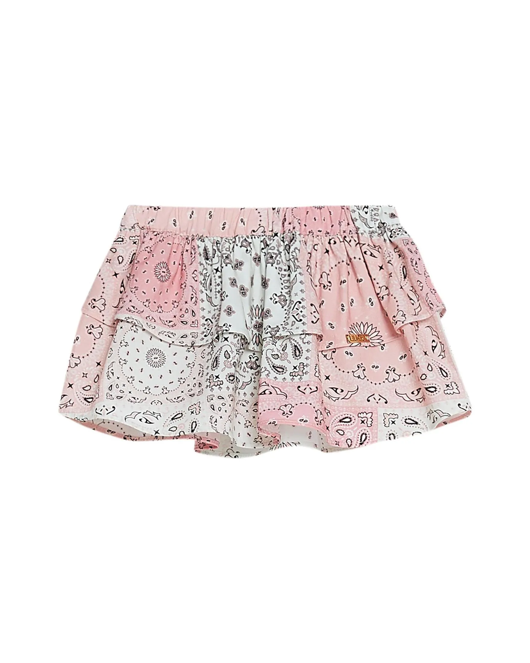 Gonna corta rosa in cotone a balze con fantasia bandana 6-18 mesi