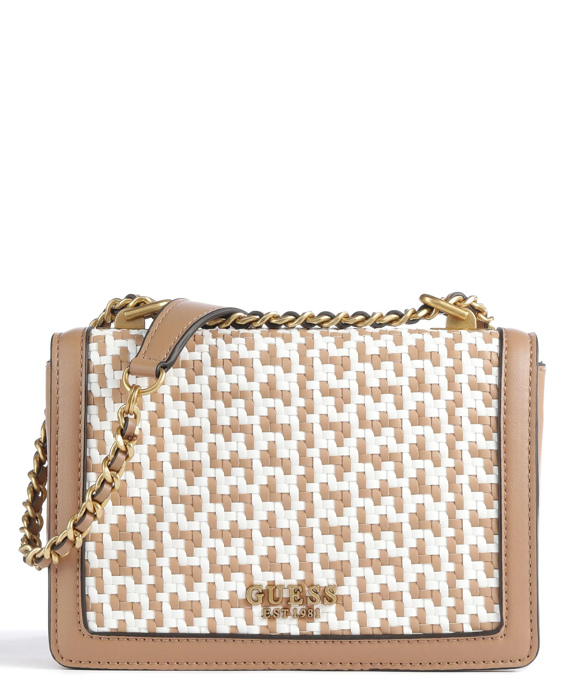  Guess Abey Borsa a spalla pelle sintetica bianco/marrone  