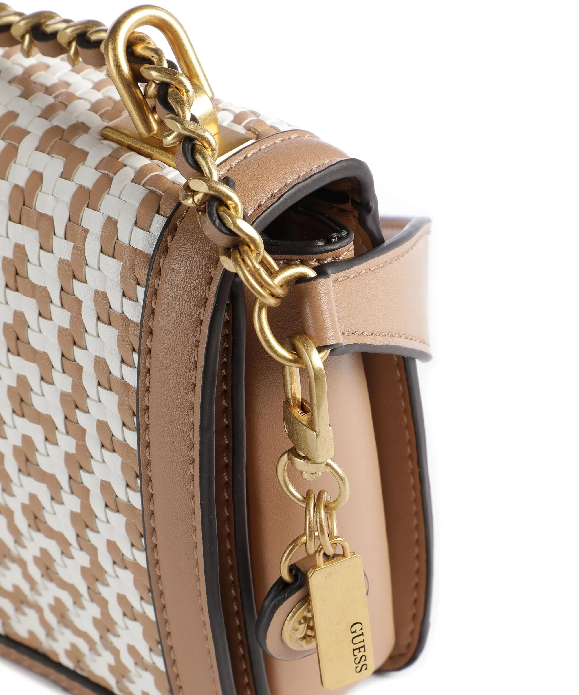  Guess Abey Borsa a spalla pelle sintetica bianco/marrone  