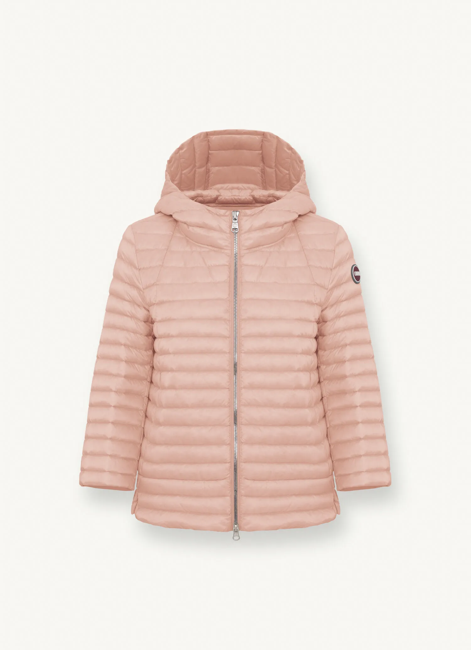 Hooded down cape