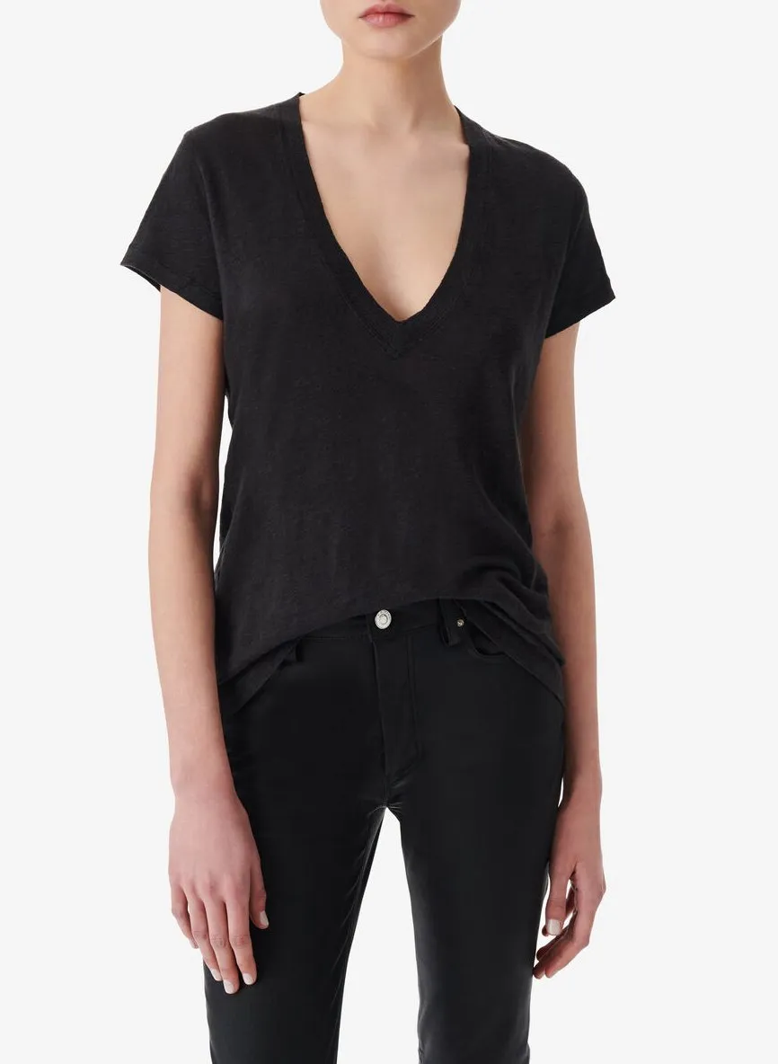  IRO   RODEO - T-shirt scollo a V in lino | Nero