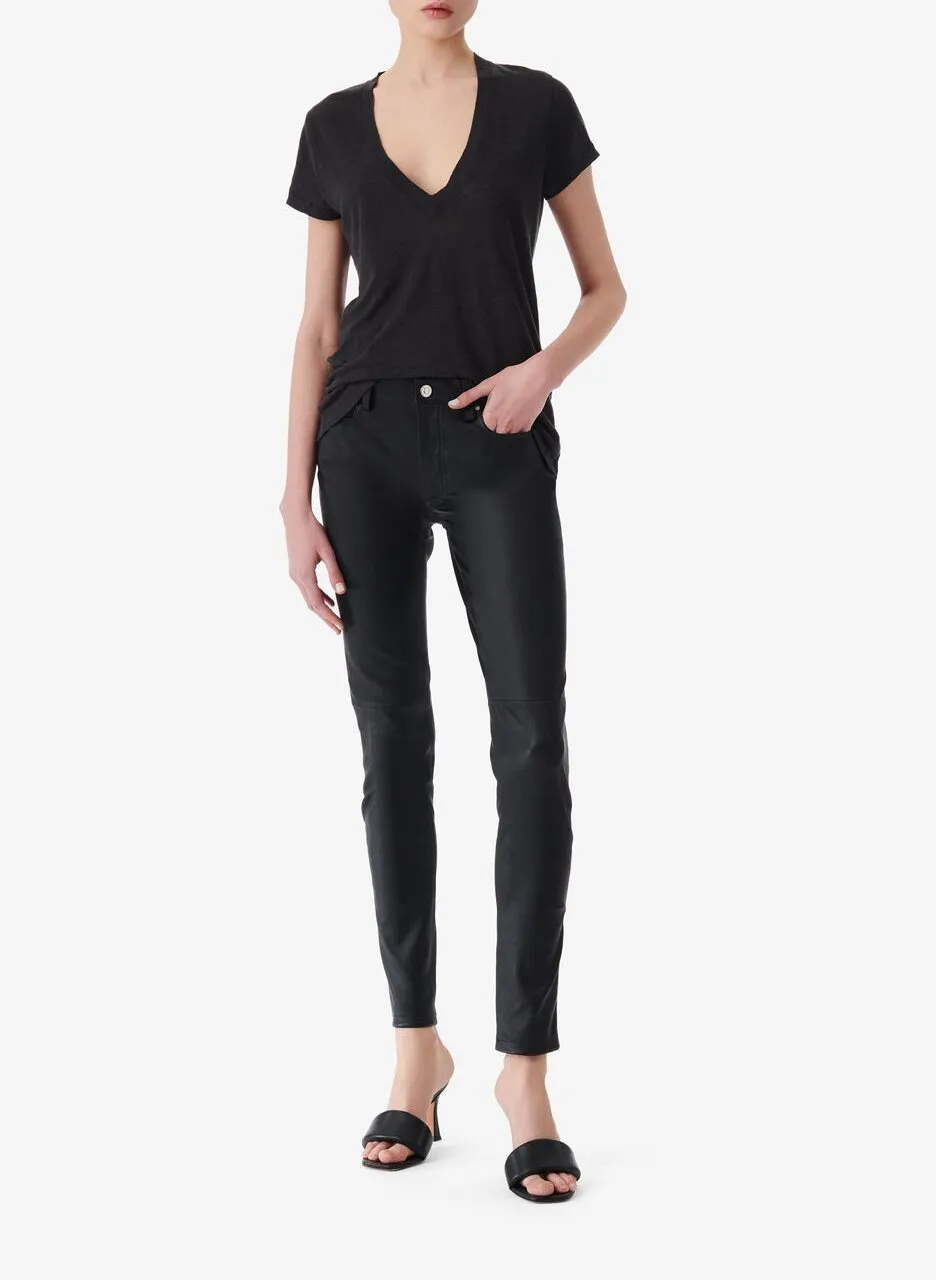  IRO   RODEO - T-shirt scollo a V in lino | Nero