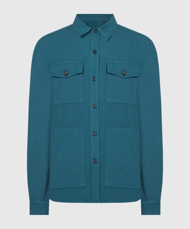 ISAIA Camicia blu dal taglio dritto OSHTC1X0069
