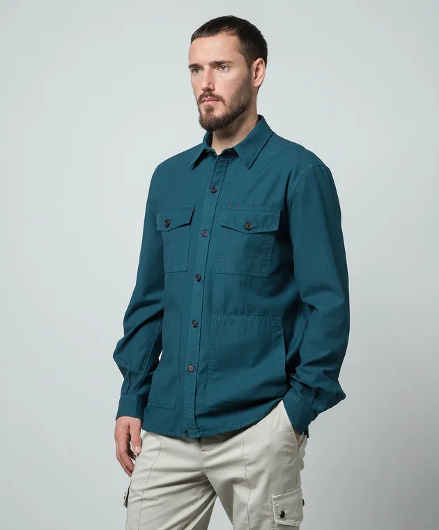 ISAIA Camicia blu dal taglio dritto OSHTC1X0069