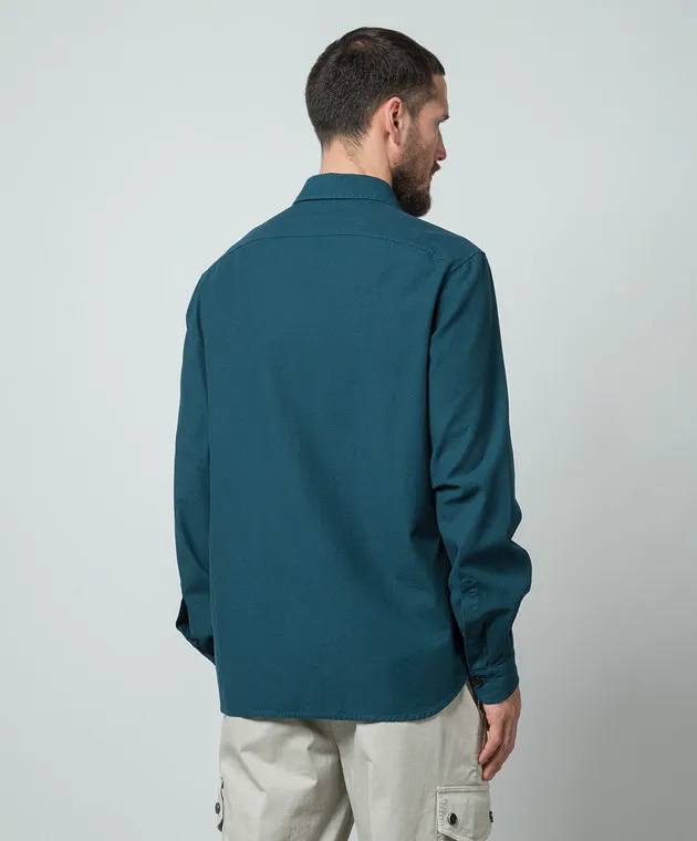 ISAIA Camicia blu dal taglio dritto OSHTC1X0069
