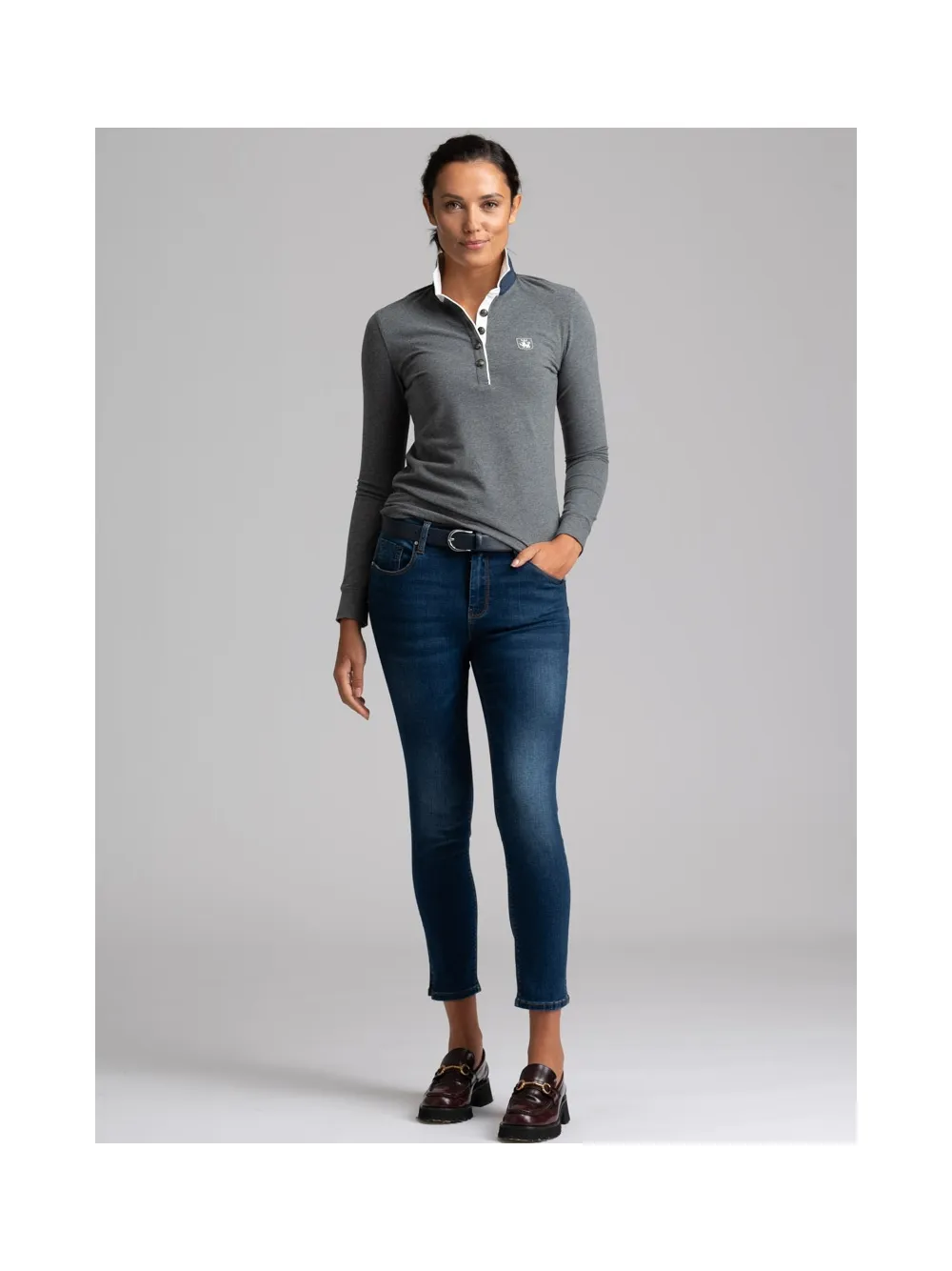 Jeans donna 5 tasche a sigaretta lavaggio medio