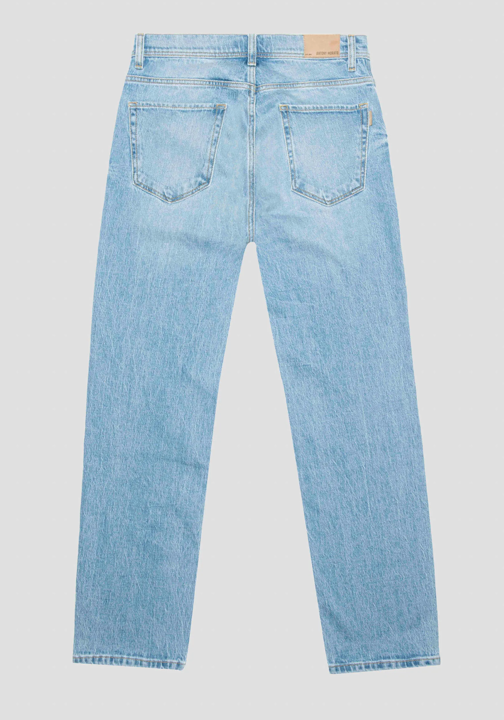 JEANS REGULAR STRAIGHT FIT “JOE” IN COMFORT DENIM CON IMPUNTURE A VISTA