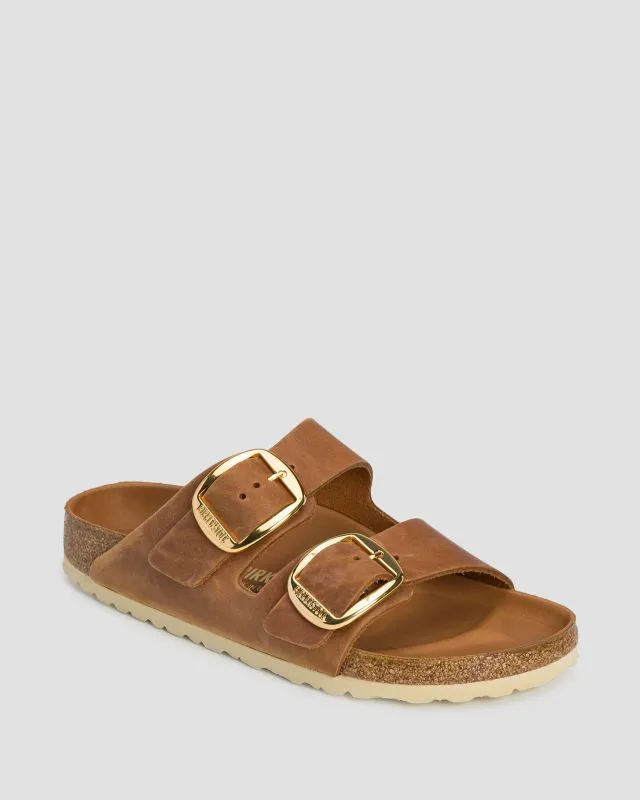 Klapki damskie Birkenstock Arizona Big Buckle Fl 1011073-cognac