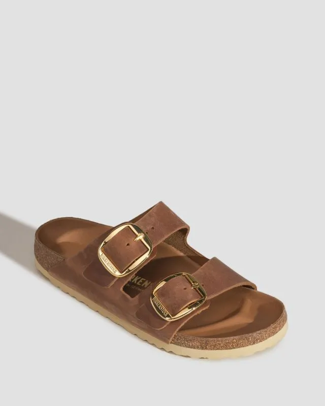 Klapki damskie Birkenstock Arizona Big Buckle Fl 1011073-cognac