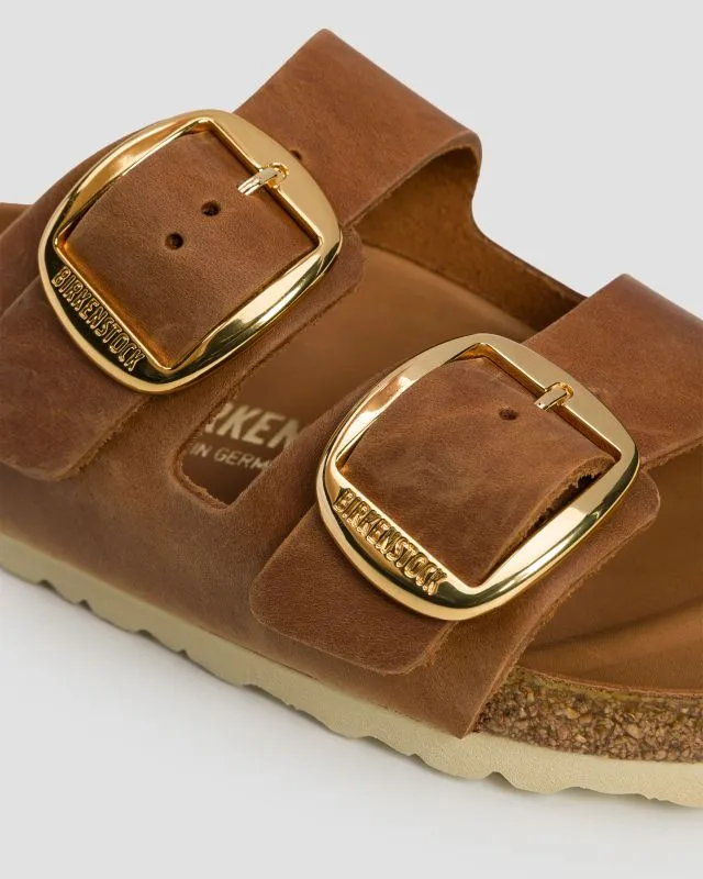 Klapki damskie Birkenstock Arizona Big Buckle Fl 1011073-cognac