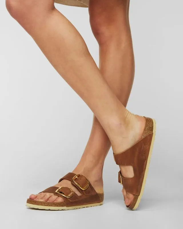 Klapki damskie Birkenstock Arizona Big Buckle Fl 1011073-cognac