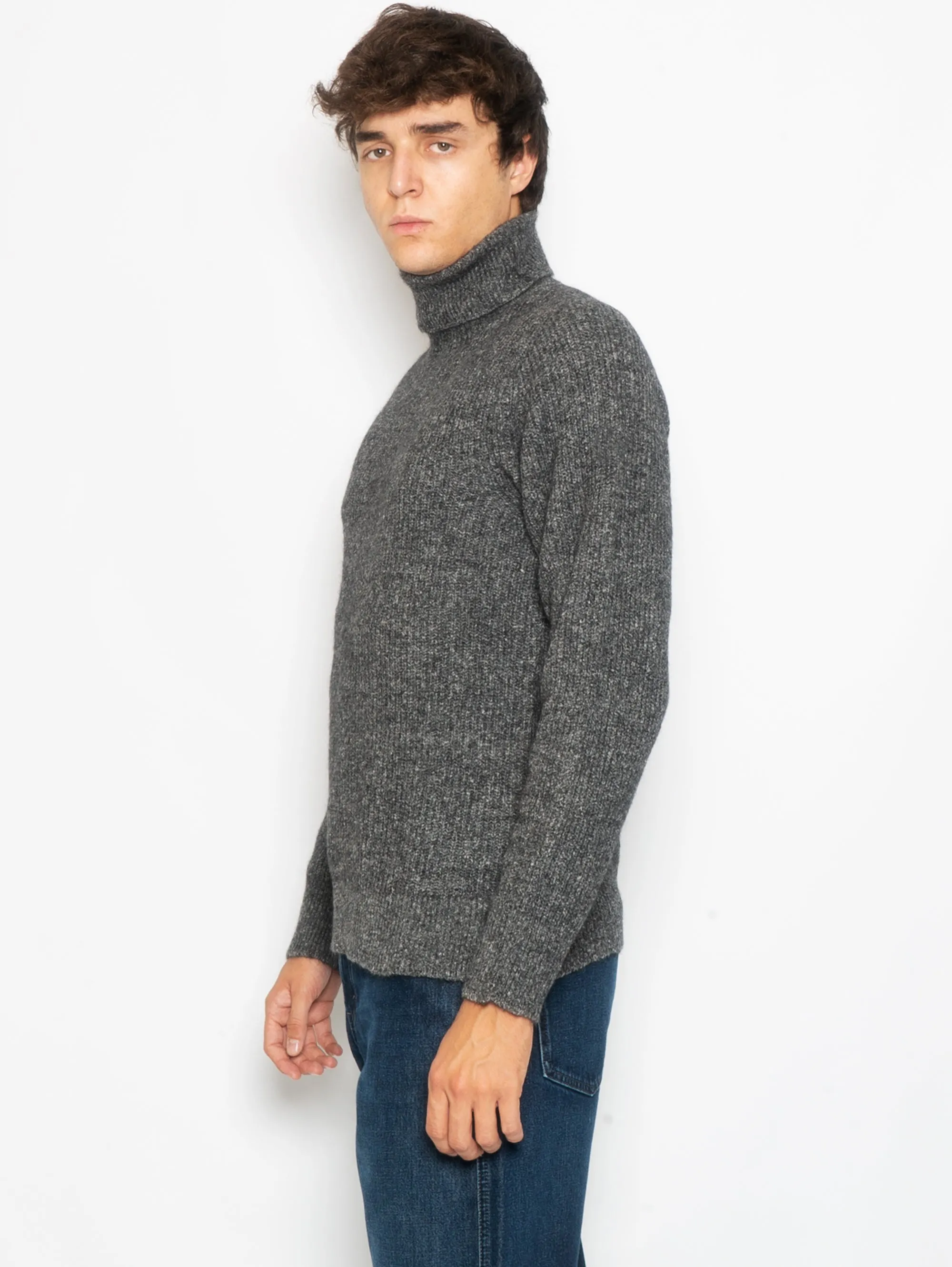 Maglia a Costa Inglese Collo Alto Grigio