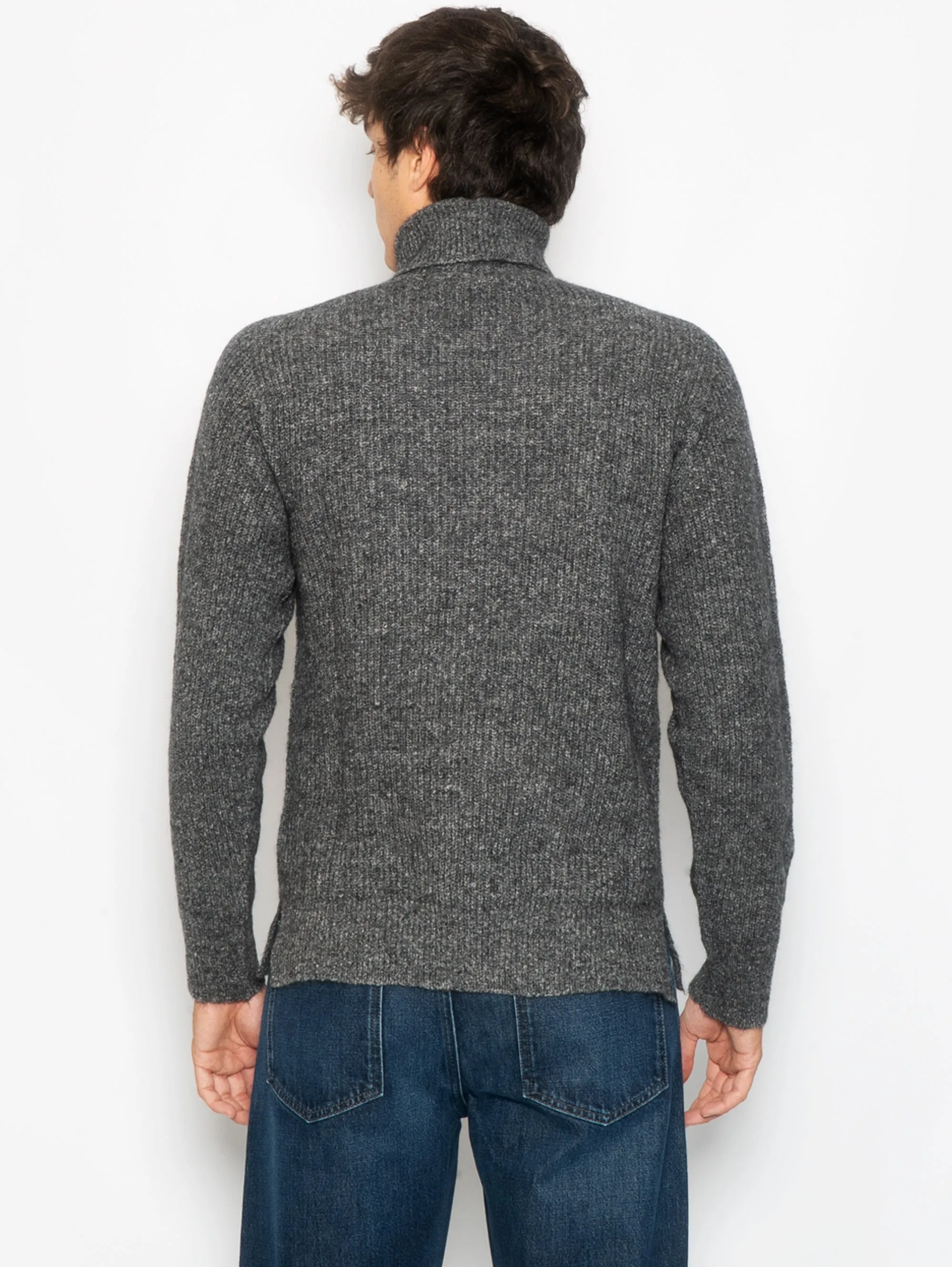 Maglia a Costa Inglese Collo Alto Grigio