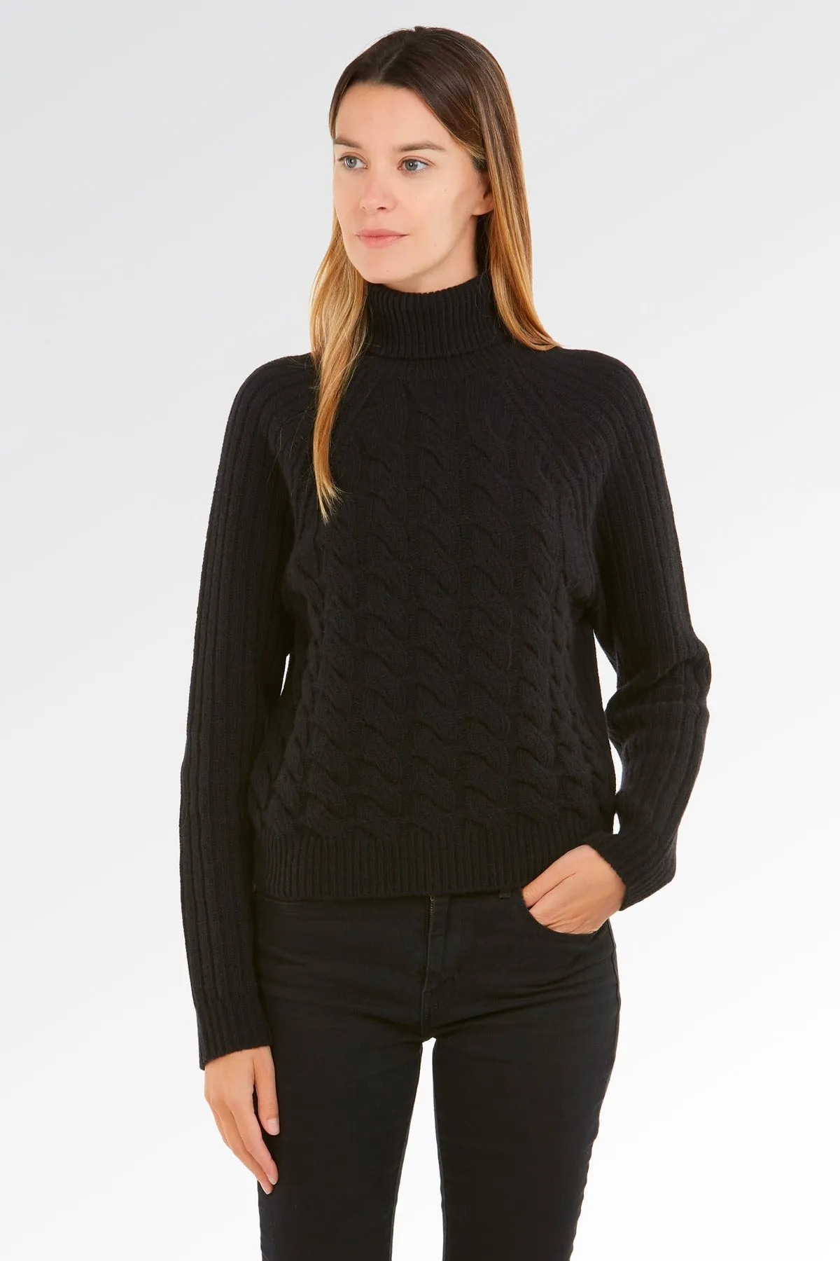 Maglione Dolcevita a Collo Alto Treccia - Donna, Autunno/Inverno - 100% Lambswool | Brunella Gori