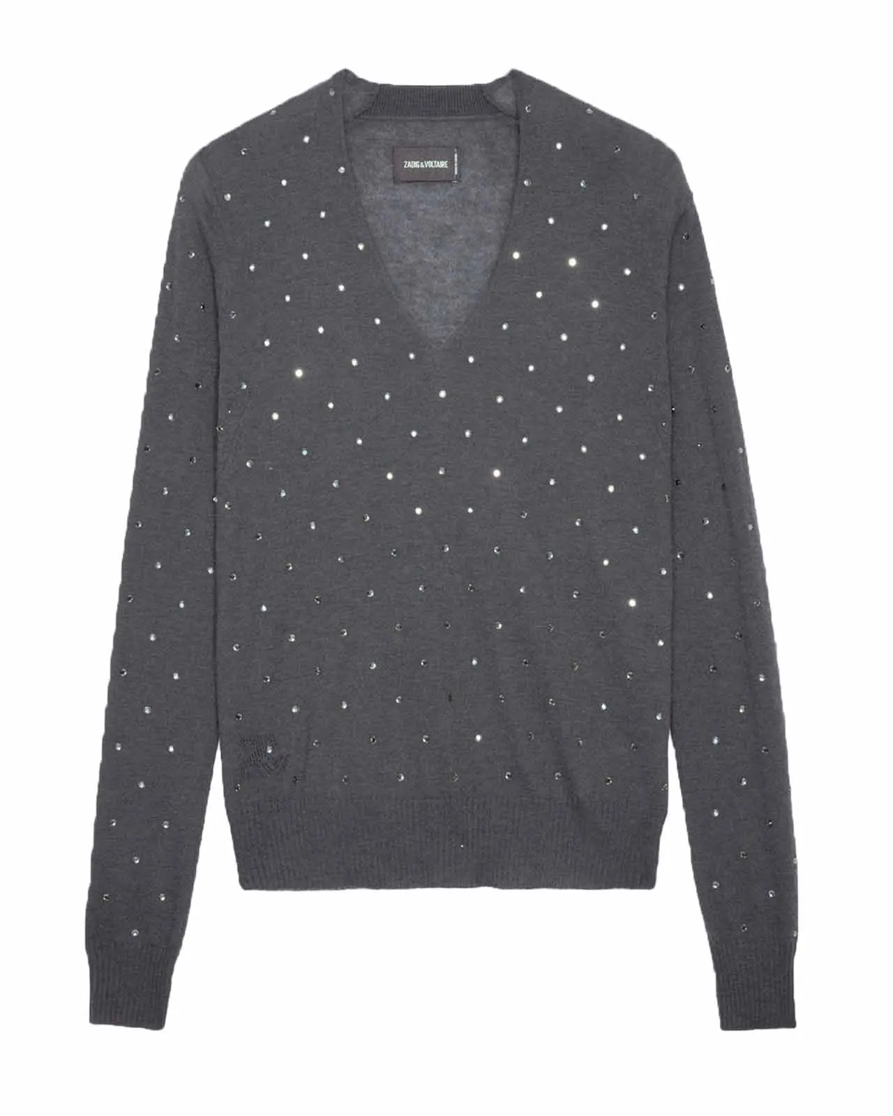 Maglione Elya CP Strass cashmere grigio