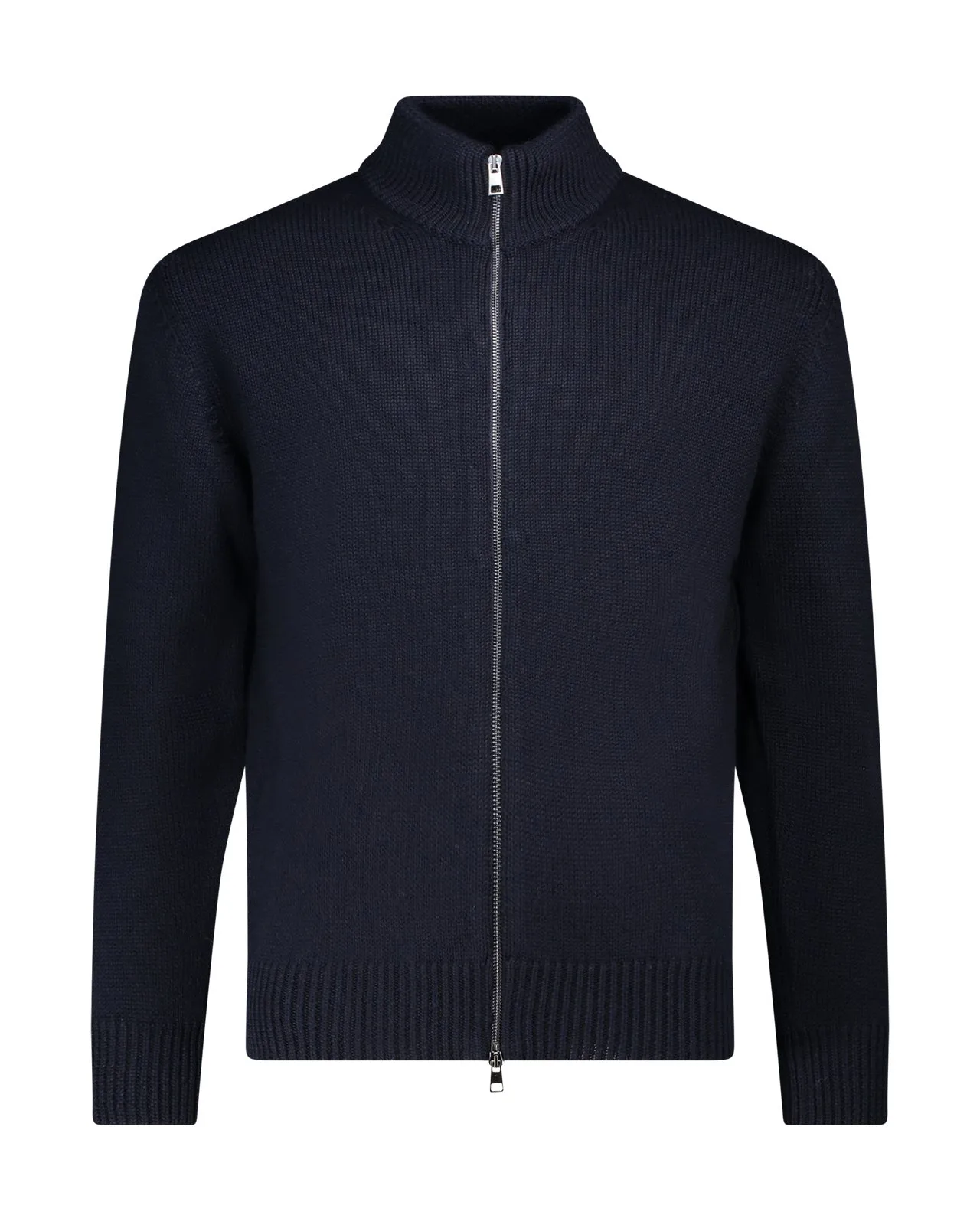 Maglione full zip lana blu navy