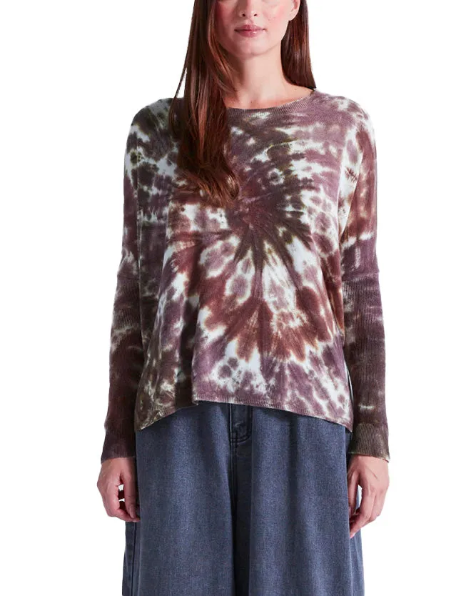 Maglione lana cashmere tie dye marrone