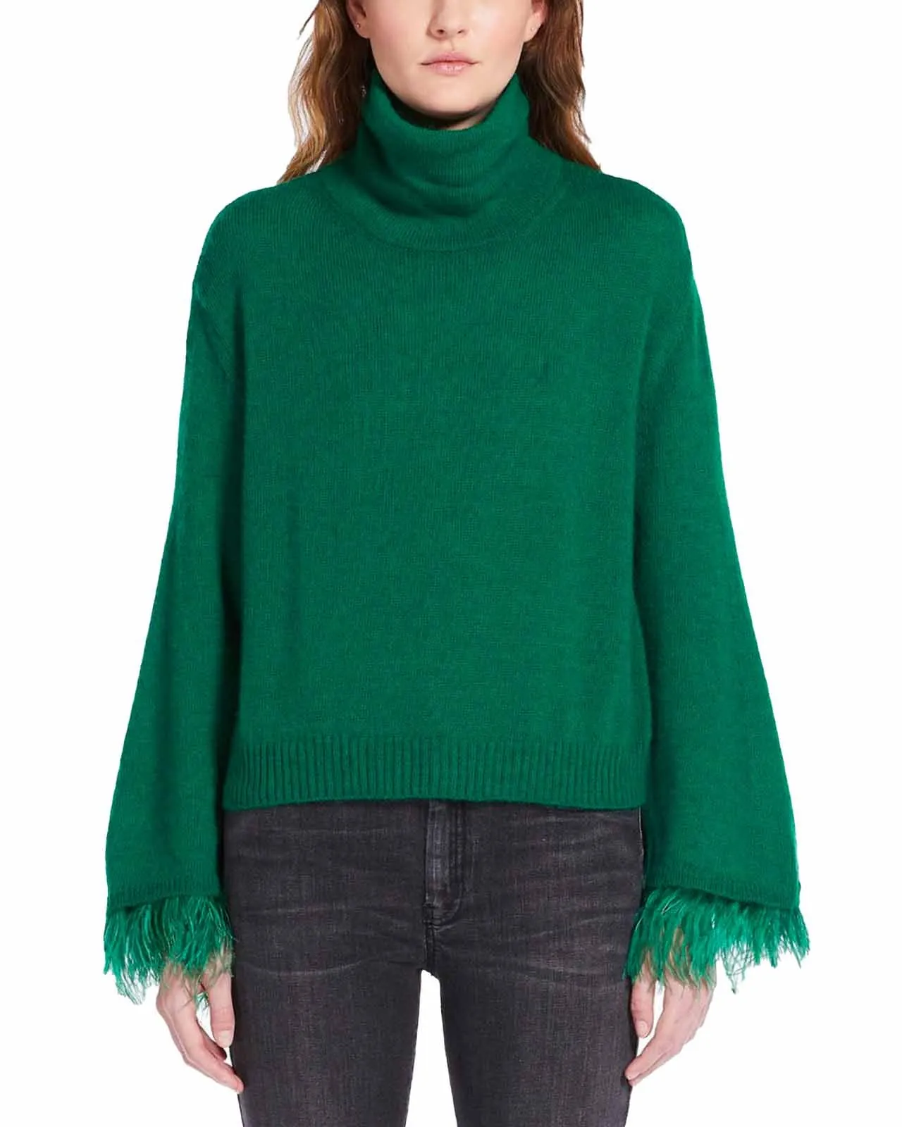 Maglione Polo collo alto piume verde